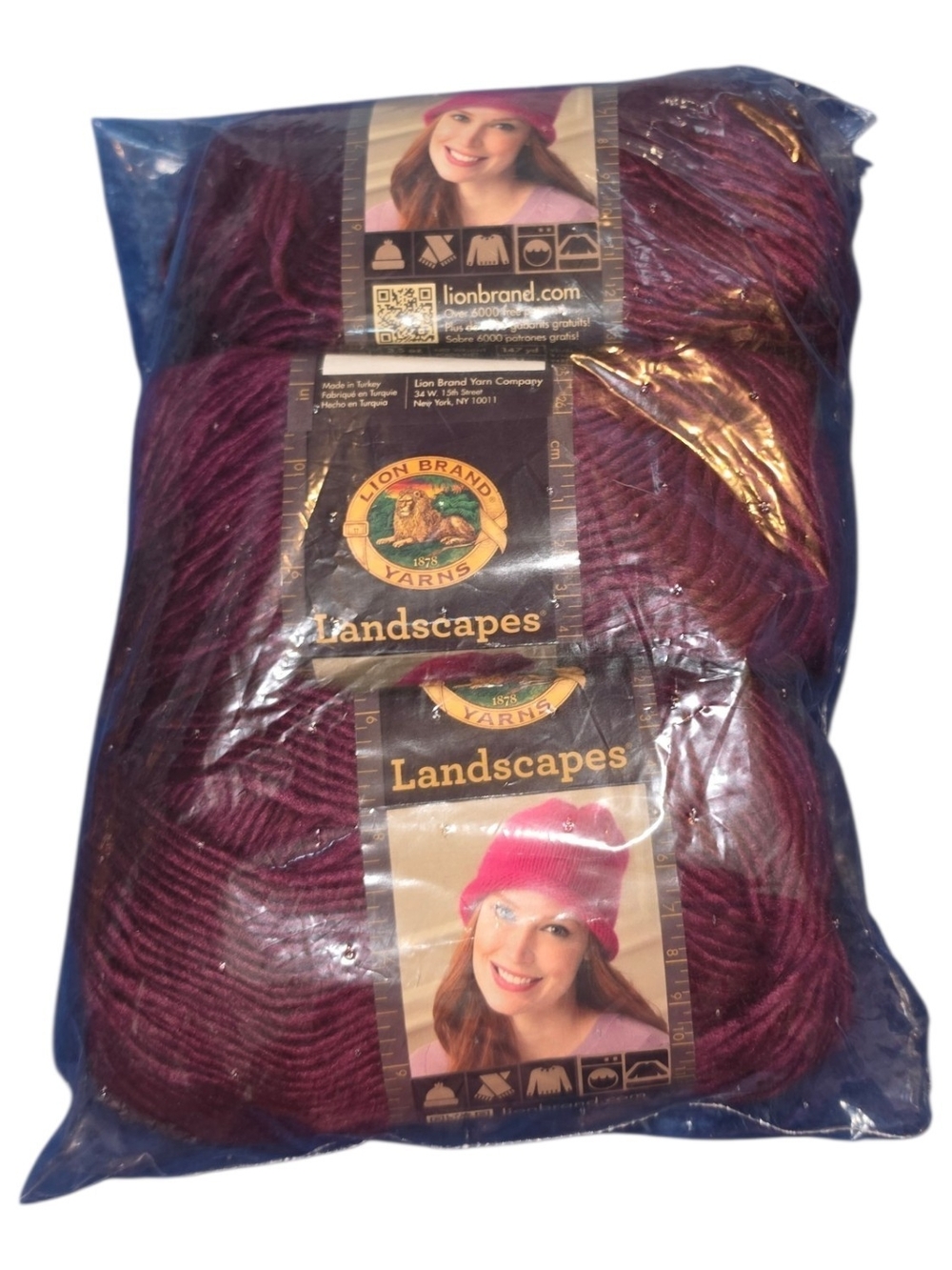 Lion Brand Landscapes Bordeaux Yarn Lot 3 DISCONTINUED Colorway NEW